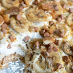 banana cream icebox cake in aluminum pan