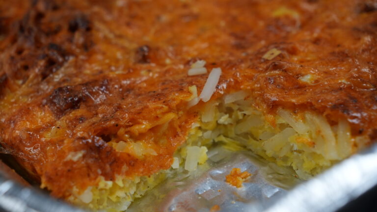 breakfast casserole in aluminum pan