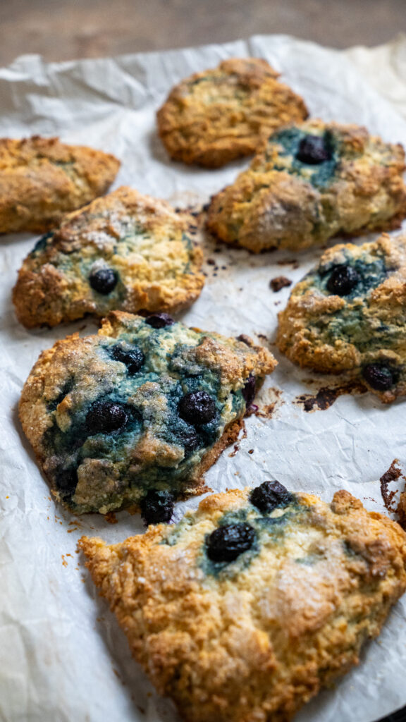 Blueberry scones on wax paper