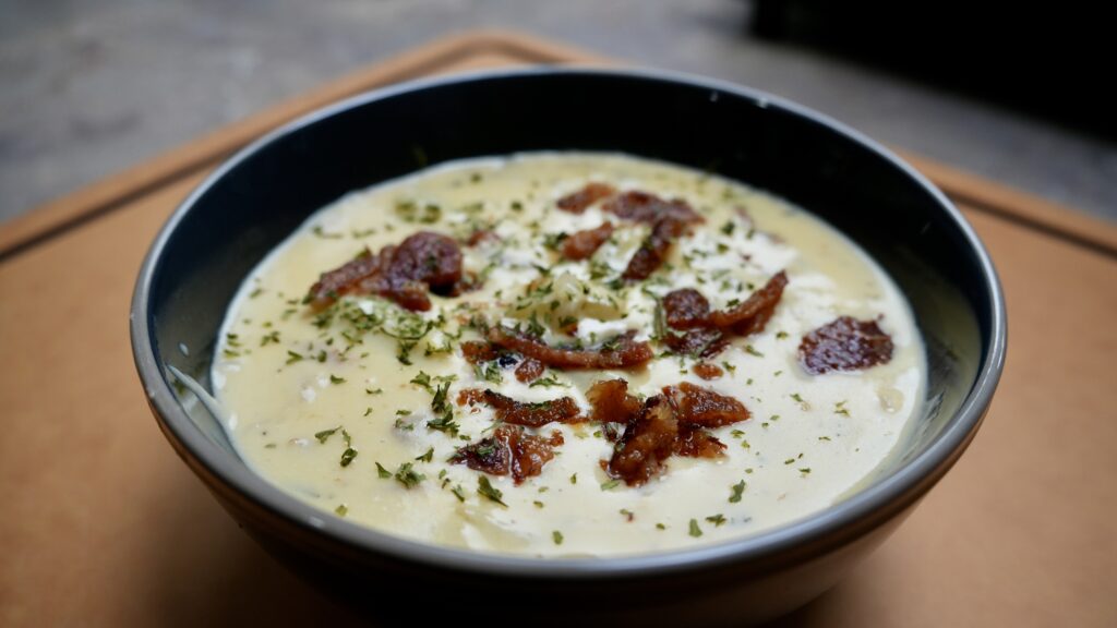 potato soup in bowl