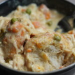 bowl of biscuit chicken pot pie