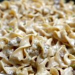 ground beef stroganoff in pot