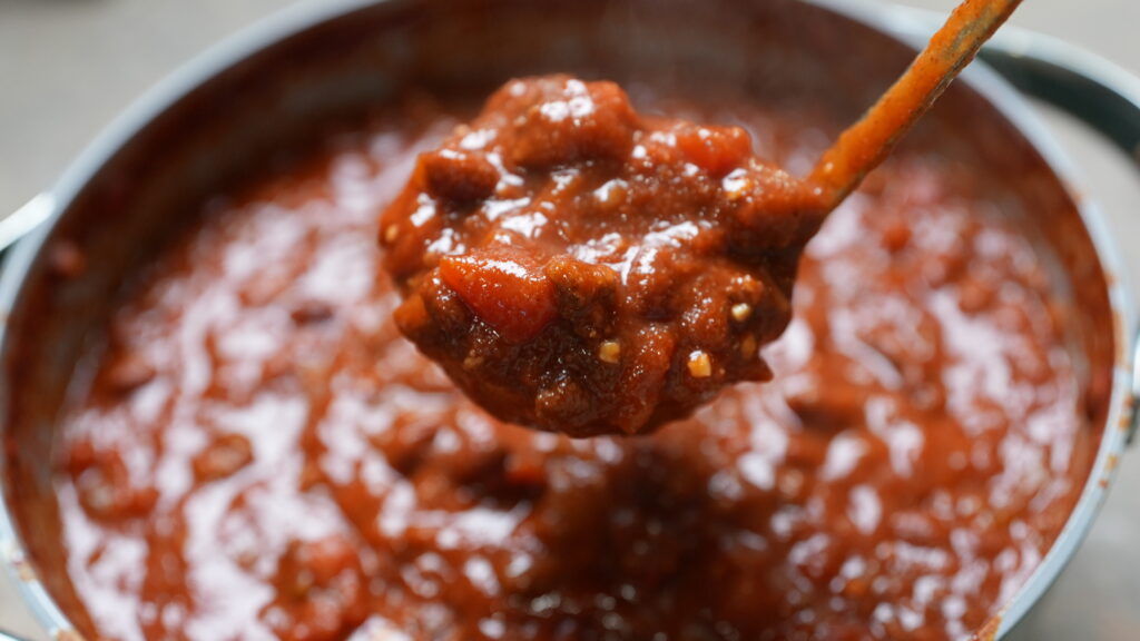 ladle of chili