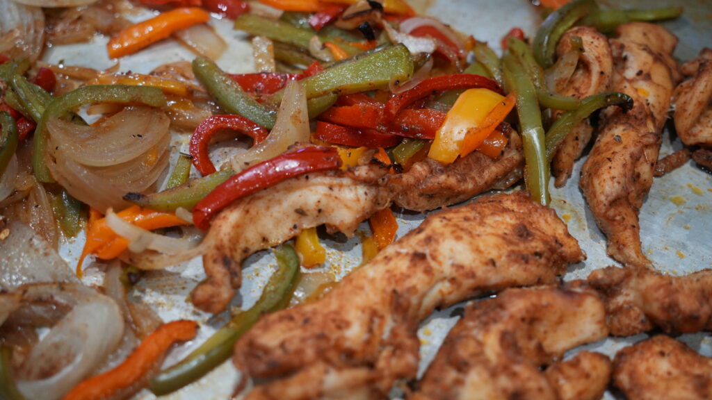 pan of veggies and chicken