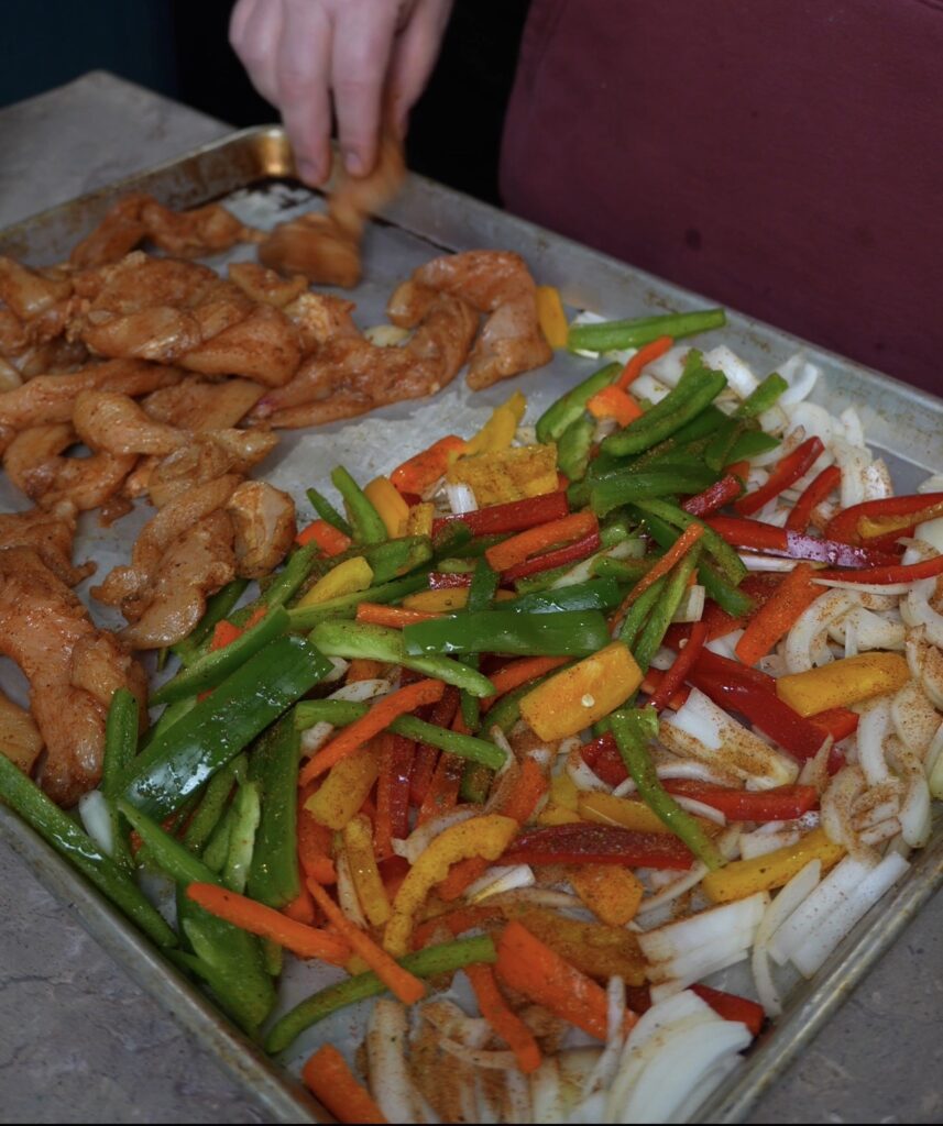 chicken and veggies on sheet pan