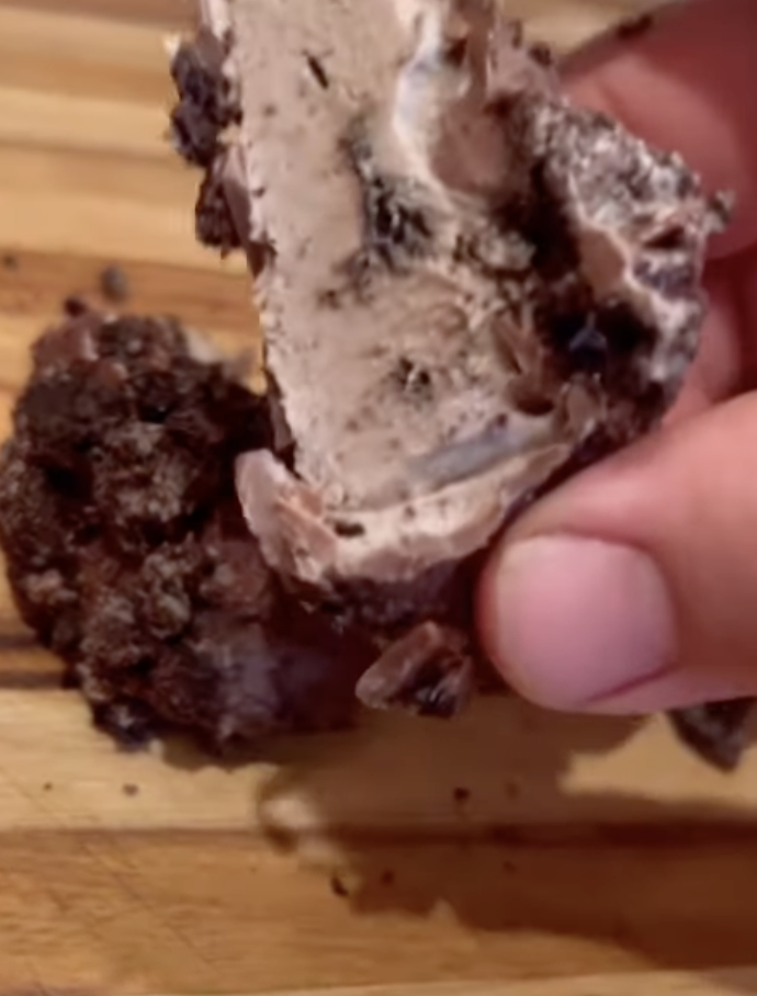 oreo cheesecake bite cut in half