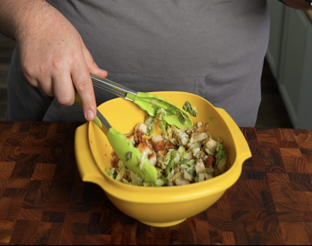 yellow bowl with salad mixture