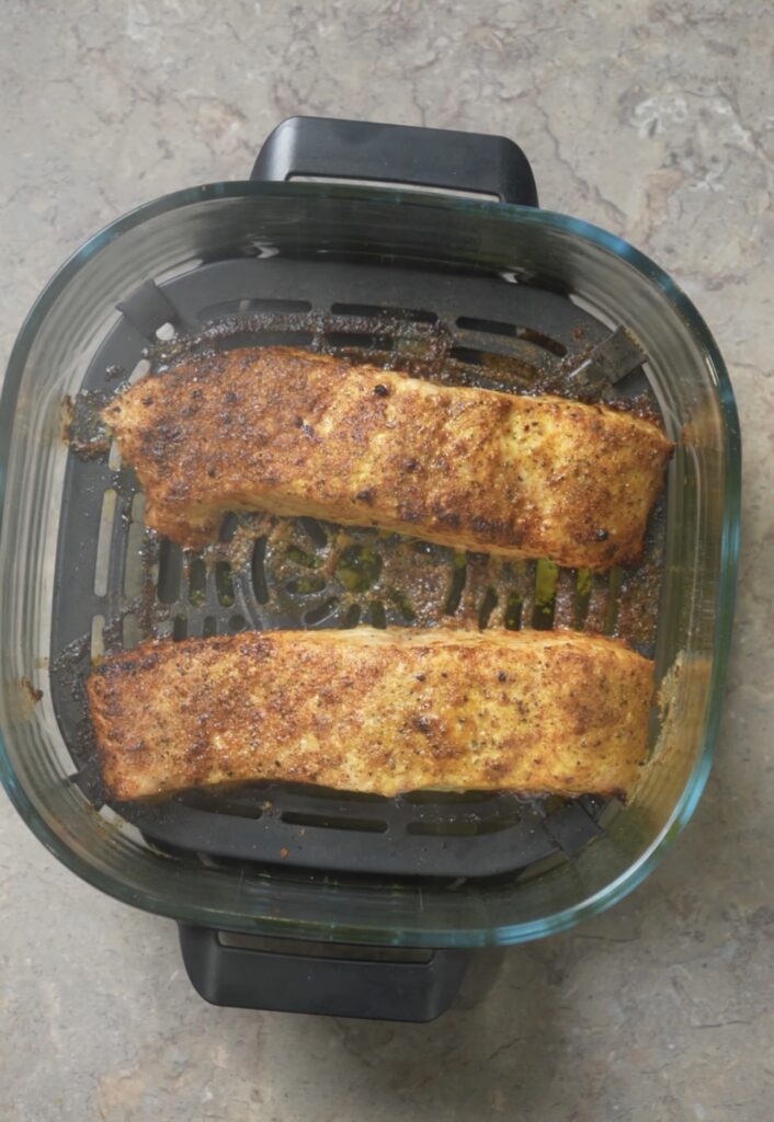 cooked salmon in air fryer