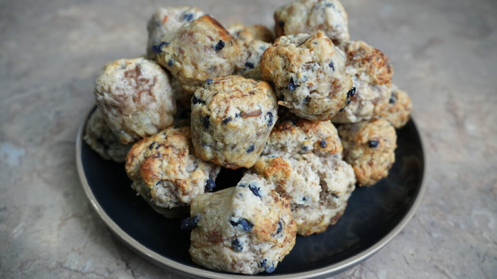 blueberry sausage balls on plate