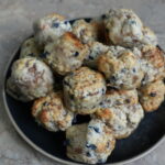 blueberry sausage balls on plate