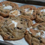 s'more cookies on cooking sheet