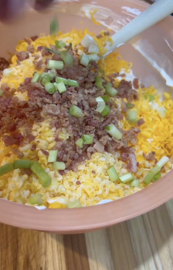 adding green onions