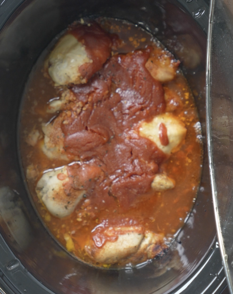 chicken in crockpot with bbq sauce