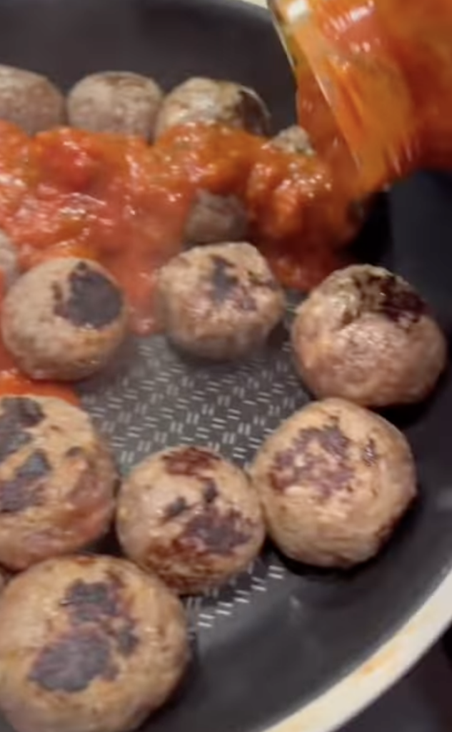 searing meatballs
